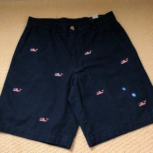 American Flag Embroidered Navy Blue Whale Shorts